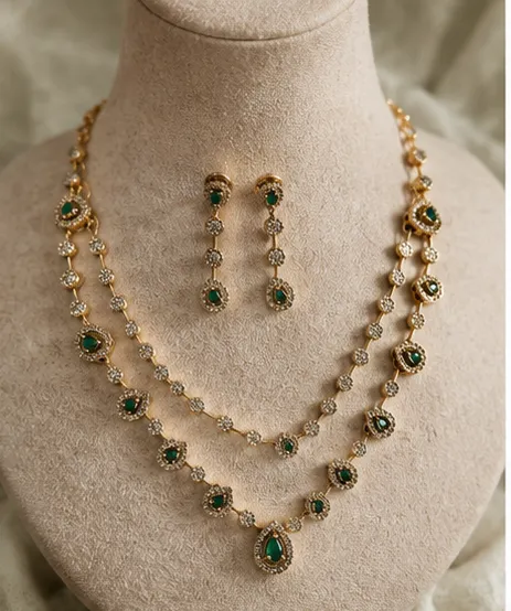 Esha Double-Layer Emerald Halo Choker & Earring Set
